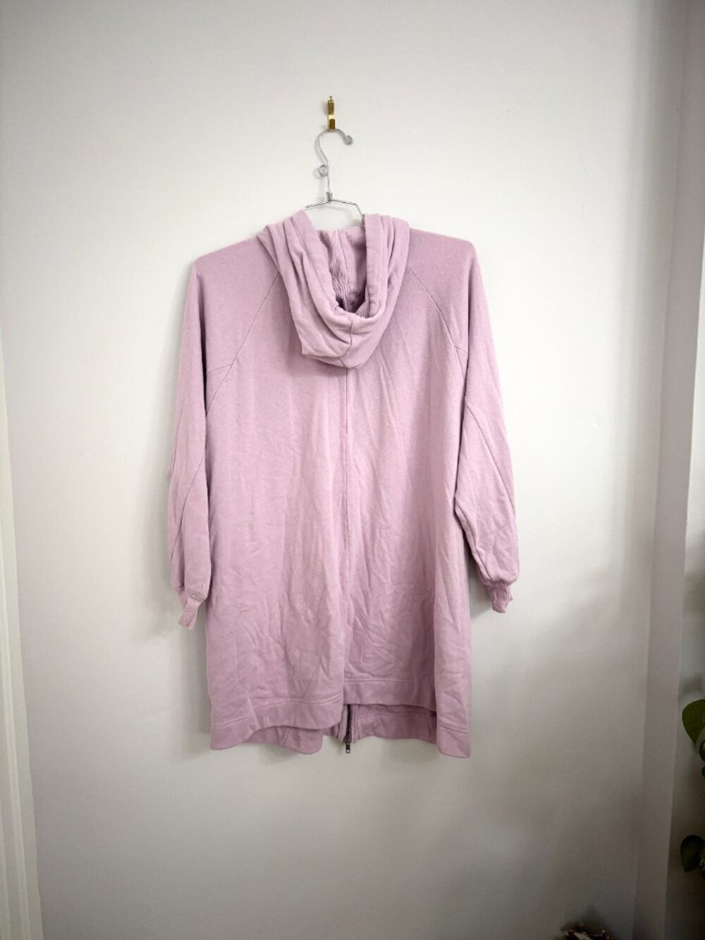 Free People Lavender Pink Oversized Long Zip Up Sweater Hoodie - XS - Picture 12 of 14